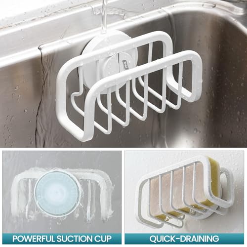 TAILI White Sponge Holder for Kitchen Sink with Strong Suction Cup - color: White, size: 5.1" x 2.3"