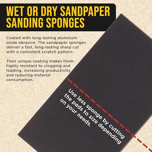 Dura-Gold 1000 Grit 5" x 2-3/4" Sanding Sponges, Flexible Sandpaper, 20-Pc - style: 1000 Grit