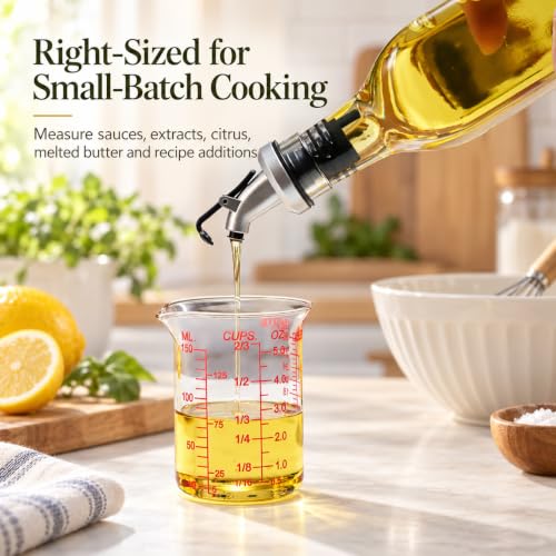 Ackers BORO3.3 Glass Measuring Cup, V-Shaped Spout, 150 mL / 5 oz, 2 Pack - size: 150ML(5.0OZ)-Pack of 2