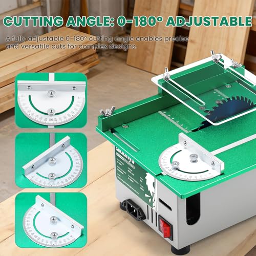 Huanyu Mini Table Saw 300W 1.14IN Cut Depth Portable Hobby Table Saws Set