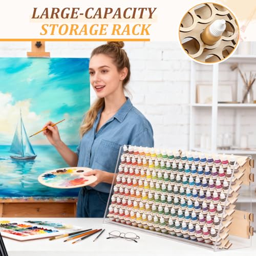 Colingmill 140 Holes Wooden Paint Rack for 18 ml Dropper Bottles - size: 18 ml, style: 140 Holes