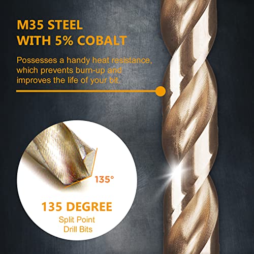 POWERTEC M35 Cobalt Drill Bit 1mm-3mm, 50-Pk HSS Twist Bits (QDB2104) - style: 50PK Metric Cobalt Drill Bits Set (1mm-3mm)