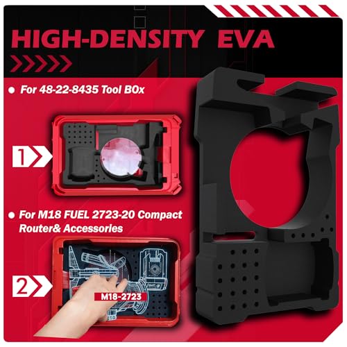 Precision-Cut EVA Foam Insert for Router Storage | Fits Packout Organizer for 48-22-8435 Packout Tool Box | EVA Foam Insert with Accessory Slots | (Tool/Tool Box Not Included) - size: 2723-20