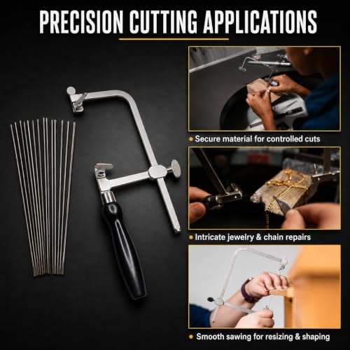 Adjustable Jewelers Saw Kit with 144 Blades and V-Slot Bench Pin with Clamp