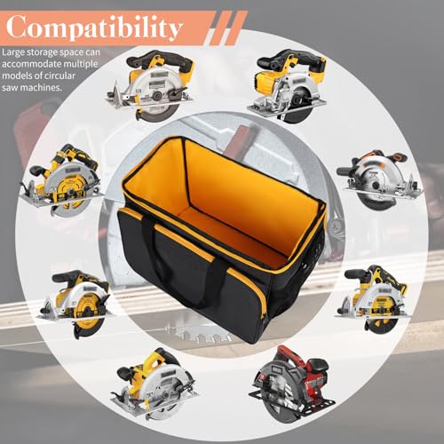 Carry Bag Compatible with DEWALT 20V MAX Circular Saw DCS391B/DCS565B/DCS574B/DCS570B/DCS573B Portable Storage Bag for Skil 5280-01 15 Amp 7-1/4 Inch Circular Saw,with Pockets(Case Only)
