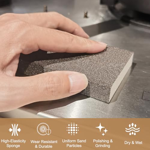 Tonmp 6 Pack 80 Grit Medium Sanding Sponge, Washable and Reusable Great for Pot Pan Brush Sponge Brush Glasses Sanding Wood Sanding Metal Sanding (80 Grit-6 Pack) - style: 80 Grit