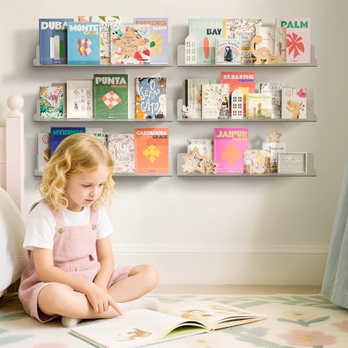 upsimples 15" x 4" Acrylic Shelves for Wall Storage and Organizer, 6 Pcs - size: 15x4"