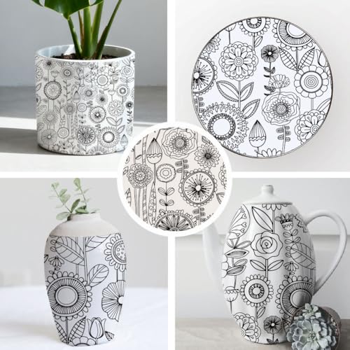 SUPERDANT 4PCS Flower Underglaze Paper Transfer for Pottery Sunflower Plant - style: Abstract Flowers