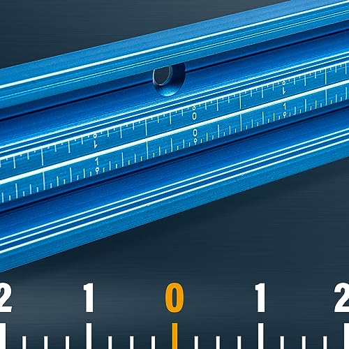 POWERTEC 71665 36" Double-Cut Profile Universal T-track with Predrilled Mounting Holes, Laser Engraved Center Scale – Dual Purpose Track for Woodworking, Drill Press Table, Table Saw Sled & Workbench - size: 36" Dual T-slot Track w/ scale (1PK)