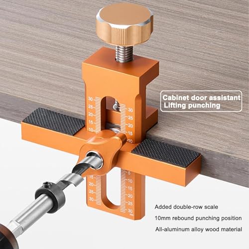 Cabinet Door Installation Jig, 2-in-1 Mounting Tool, Orange - color: Orange