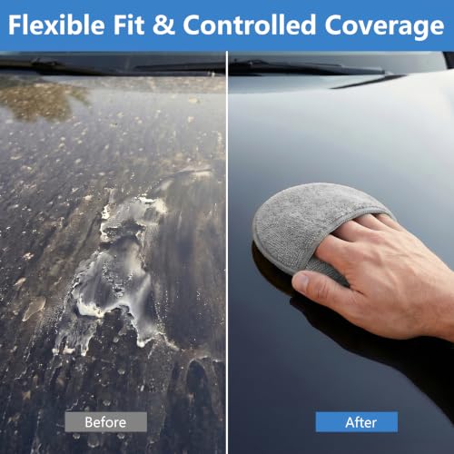 6Pcs 5-Inch Microfiber Foam Wax Applicator Pads with Finger Pocket - color: Gray, size: 6pcs