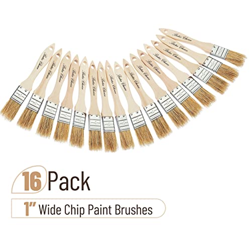 Bates- Chip Paint Brushes, 1 Inch, 16 Pack Natural Bristle Brushes - size: 1 Inch, 16 Pack
