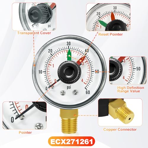 ECX271261 Pool Pressure Gauge with PTFE Sealant Tape - size: ECX271261