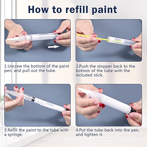 LANBEIDE 5 Refillable Paint Pens for Wall and Furniture Touch-Ups - size: 5 Count (11 pcs kit)
