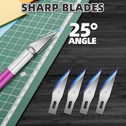 55 Pack Exacto Knife, Hobby Knife Set with 5 Craft Knives and 50 Precision Knife Blades(#11) for Art,Scrapbooking,Carving, DIY, Cutting, Stenciling by EGYPAMID