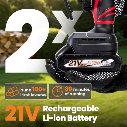 maXpeedingrods Mini Chainsaw Cordless, 6 inch Small Chainsaw Electric Saw - color: Red 2 Batteries