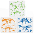 MAYJOYDIY 3pcs Dinosaur Skeleton Stencil Template Stegosaurus Triceratops Tyrannosaurus Rex Stencils 11.8×11.8inch with Paint Brush Dinosaur Footprint Stencils for Painting DIY Craft Window Wood - color: Dinosaur Skeleton