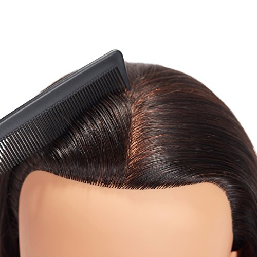 20-22" Female 100% Human Hair Mannequin Head for Hairdresser - color: Brown Black