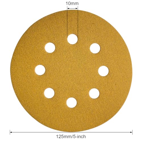 JUNE SUN 50Pcs 5 Inch 8-Hole 320 Grit Hook & Loop Sanding Discs - style: 320 Grit, 50Pcs
