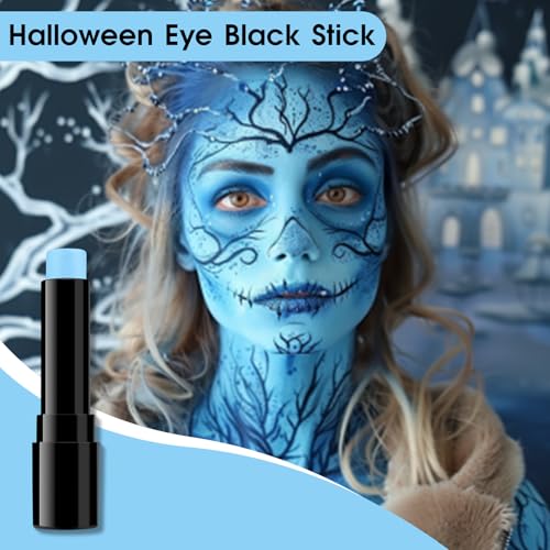 BADCOLOR Light Blue Face Body Paint, Pale Blue Eye Black Stick for Football/Baseball/Softball, Hypoallergenic Grease Sticks for Corpse Bride Halloween SFX Avatar Sally Makeup - color: 1PCS Light Blue