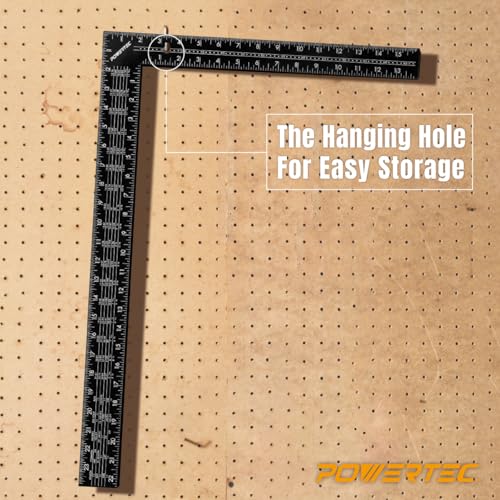 POWERTEC Framing Square, 16'' x 24'' Carpenter Square with Rafter Tables, Woodworking Square for Carpenter, Stair Gauges, Construction, Woodworking, 2PK (80008-P2) - size: 16" x 24" Framing Square, 2pk