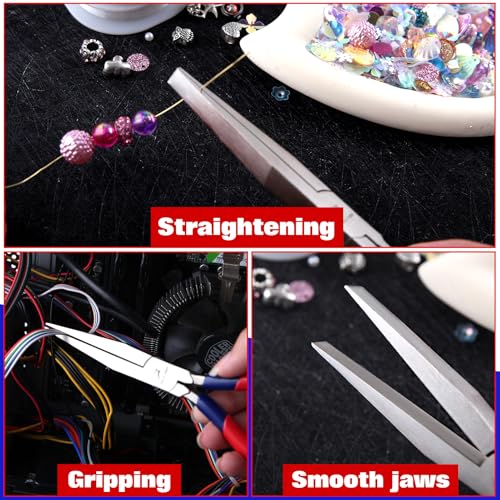 7 Inch Long Flat Nose Pliers Smooth Jaw Extended Head Duckbill - style: Smooth Jaws