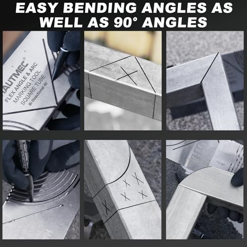 HAUTMEC Flex Angle & Arc Marking Tool, Multi-functional Square Tube Scriber for Square Tube, Right Angle Ruler with 5 PCS Marking Pen (Small Size 20-65) - HT0457 - style: Small Size