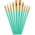 Artstorys 10Pcs Paint Brush Set, Small Round Detail Tips, Green - color: Green,nickel