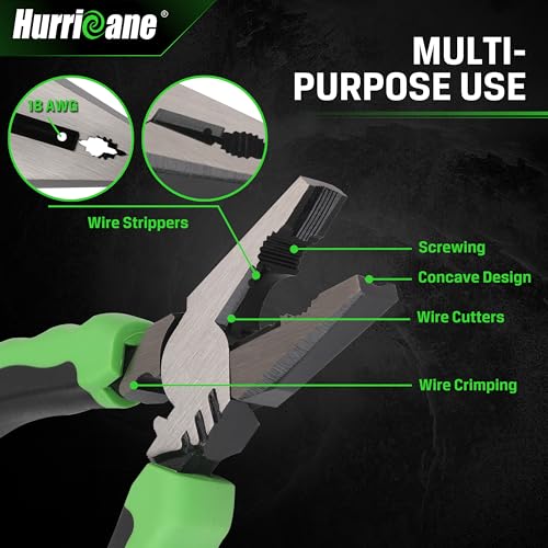 HURRICANE 6" Stripped Screw Extractor Pliers, Pro Linesman Pliers with Non-Slip Jaws, Remove Damaged/Rusted Screws Fast, with Wire Cutter, Crimper & Stripper