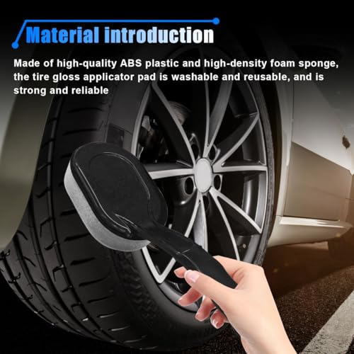 2PCS Tire Shine Applicator Brush, Car Detachable Tire Wax Foam Applicator Pad with Curved Handle, High-Density Tire Dressing Applicator Sponge Brush Car Tire Detailing Cleaning Accessories - size: 2PCS