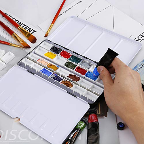 MYARTOOL Metal Palette Case - Fold-Out Paint Tins Hold 24 Pans, Travel Palette for Watercolor & Acrylic Painting - color: Black, size: 24 PCS Empty Full Pans