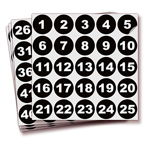 iSYFIX Black Consecutive Number Stickers, 1 to 100, 1.5 Inch, 1 Set - color: Black, size: 1.5-inch