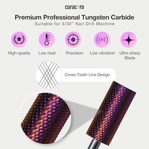 Curacoro Nail Drill Bits 3/32'' Small Barrel Carbide Bit (Fine) - color: Galaxy - Small Barrel Bit, size: Fine