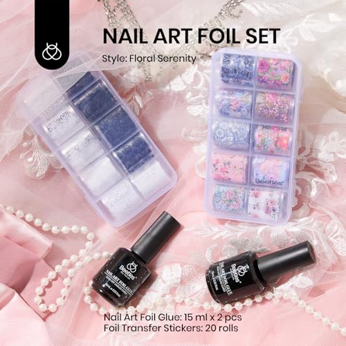 Beetles Nail Art Foil Glue 2 x 15 ml, Soak-Off UV/LED Gel Polish Adhesive - color: B-Clear-2