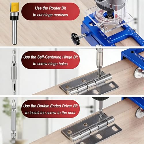 Aluminum Alloy Door Hinge Jig for Door and Jamb/Frame (Blue) - color: Blue