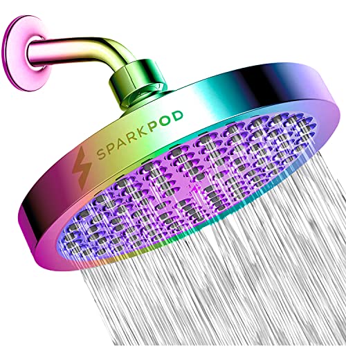 SparkPod Rain Shower Head, 6 Inch Round, Radiant Rainbow Finish - color: Radiant Rainbow, style: 6 Inch Round