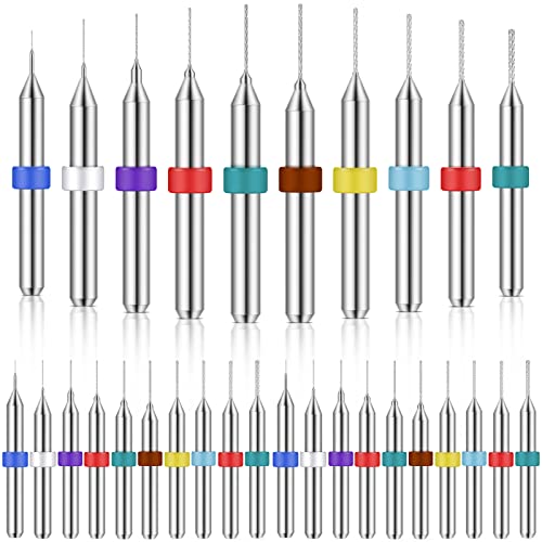 Lothee 30 Pcs Micro Drill Bits Set Tungsten Carbide PCB Jewelry,0.1-1.0 Mm - size: 0.1-1.0 mm