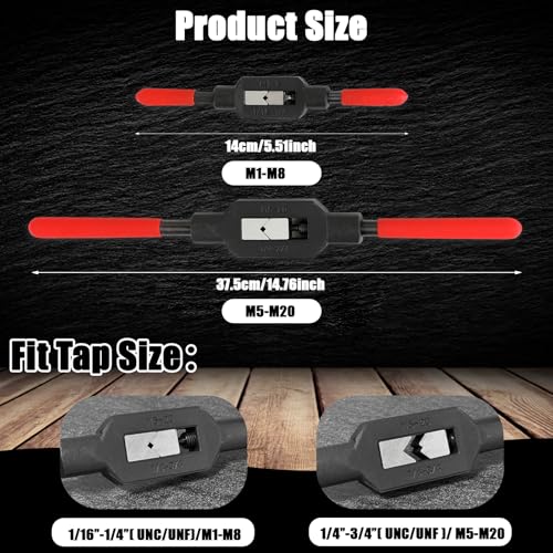 2 Pcs Adjustable Tap Wrench M1-M20, Ratcheting Handle Tool for Reamer