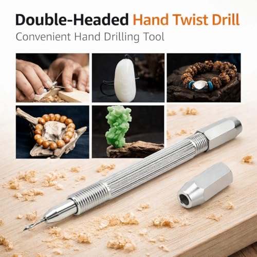 0-3mm Double End Pin Vise – Manual Hand Drill Tool for Wood & Plastic, Professional Non-Slip Handle with Stable Clamping