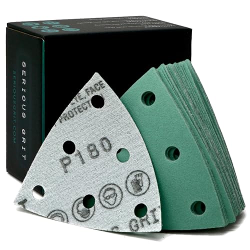 Serious Grit - 93mm 6-Hole P180 Grit Triangle Sanding Sheets - 50 Pack Box - style: 180 Grit