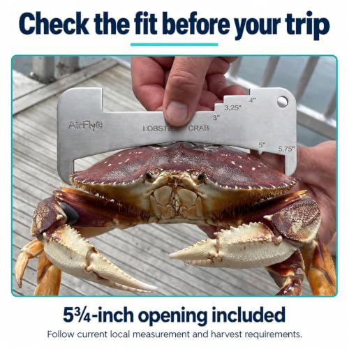 AirFly 5-in-1 Aluminum Crab and Lobster Gauge for Dungeness & Blue Crab