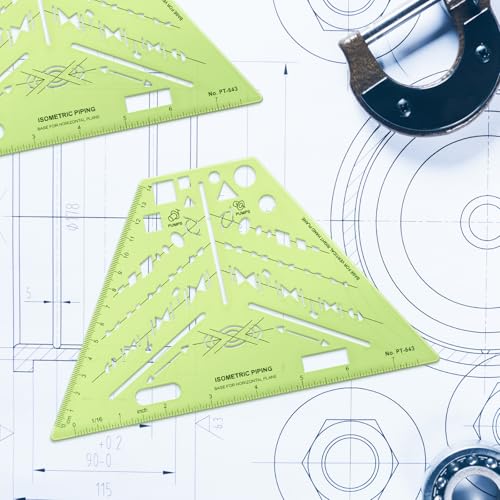 2 Pack Isometric Pipe Template Drafting, Isometric, 8.5 x 5.19 Inch - size: 8.5 x 5.19 Inch, style: Isometric