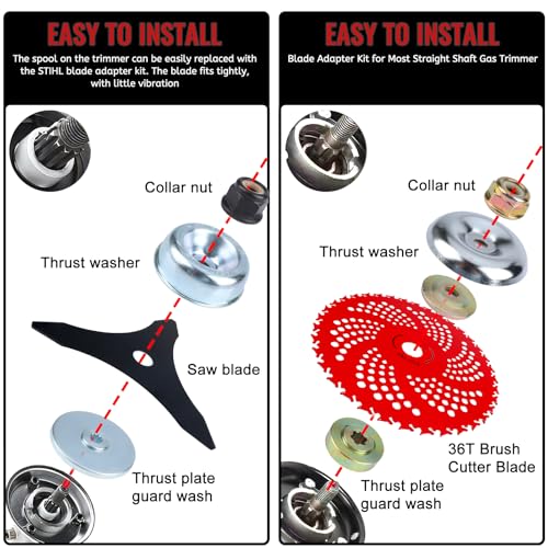 9" 36T Carbide & 10" 3T Brush Cutter Blades with Universal Adapter Kit