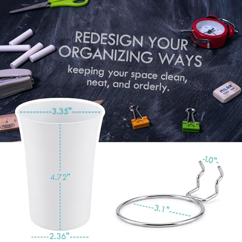Pegboard Cups With Loops 6 Pack Peg Board Organizer Pencill Holders (White) - color: White