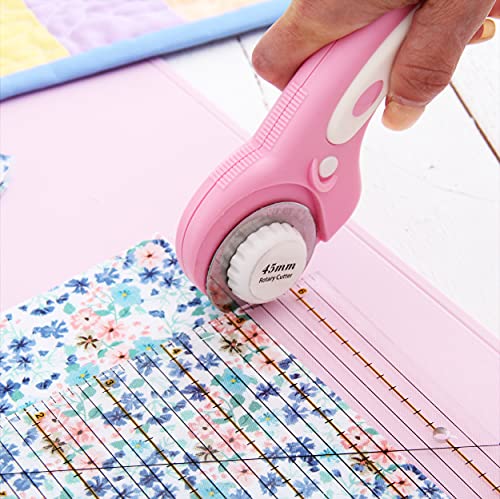 Threadart Rotary Cutter Set - 45mm Cutter, Mat & Ruler - size: ROTARY CUTTER SET