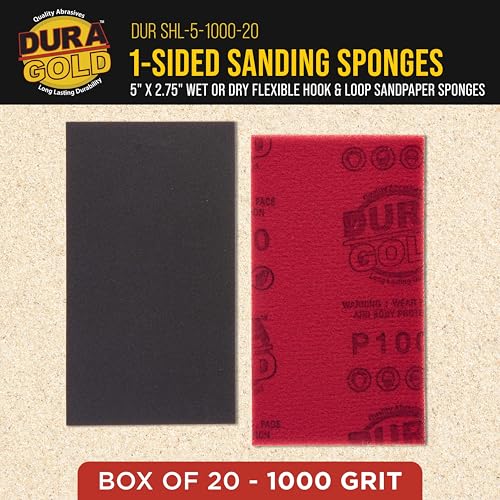Dura-Gold 1000 Grit 5" x 2-3/4" Sanding Sponges, Flexible Sandpaper, 20-Pc - style: 1000 Grit