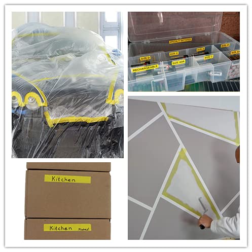 Yellow Painters Tape,1 Inch x 60 Yards x 5 Rolls (300 Yards Total) - color: Yellow