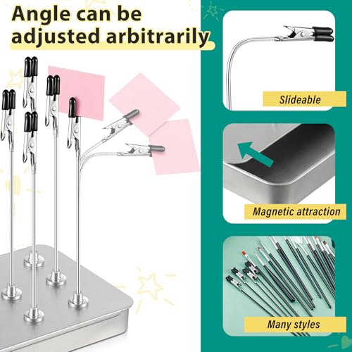 Nuanchu 2 Pcs Painting Stand with 24 Alligator Clips 15 Brushes, Silvery - color: Silvery