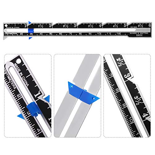 Frienda 3 Pcs Sewing Gauge with Sliding Marker, 5-in-1 Seam Ruler