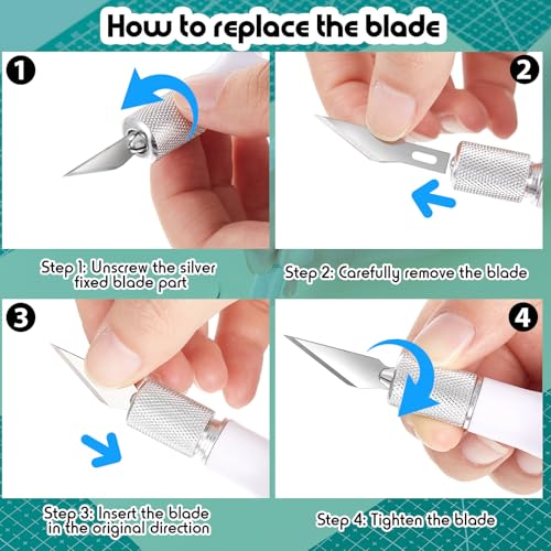 Lasnten 2 Pack Fingertip Craft Knife with 10 Blades, 4.2 In, White
